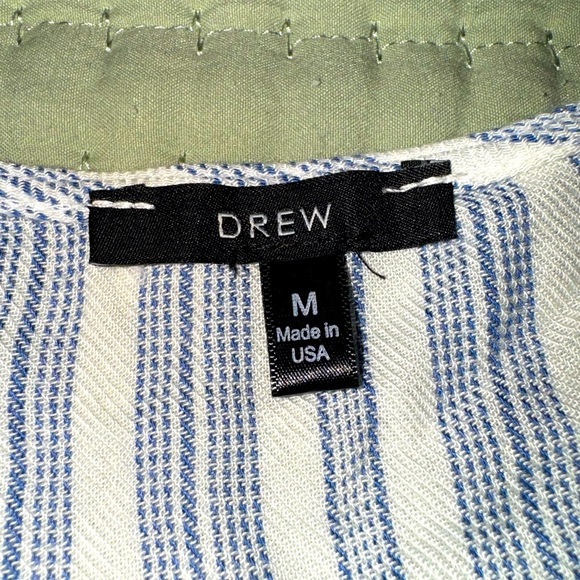 Anthropologie DREW Stripe Tiered Bell/Flutter Sleeves Blouse Women's Size M Blue - Picture 8 of 10